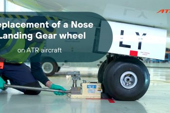 Replacement of a nose landing gear wheel on an ATR aircraft