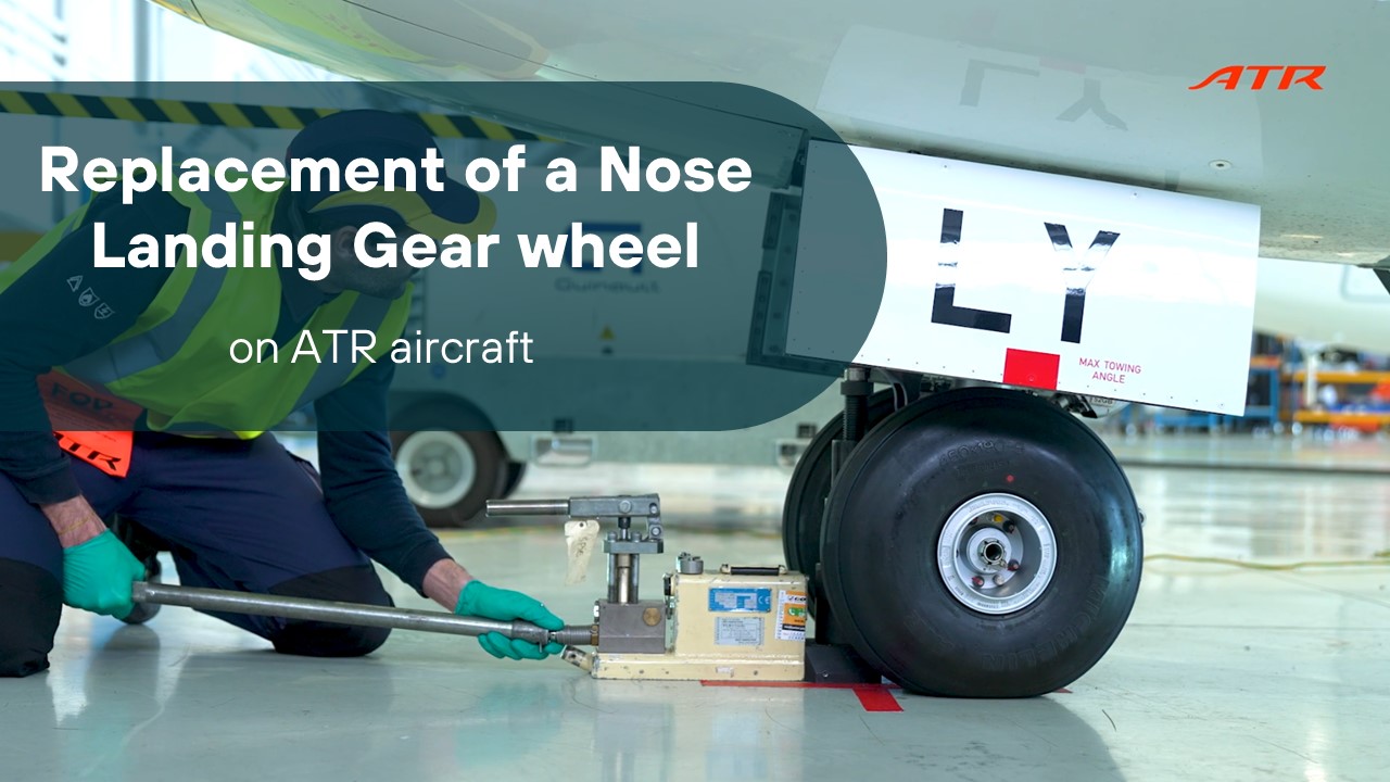 Replacement of a nose landing gear wheel on an ATR aircraft